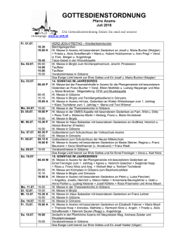 Gottesdienstordnung Axams Juli 2016