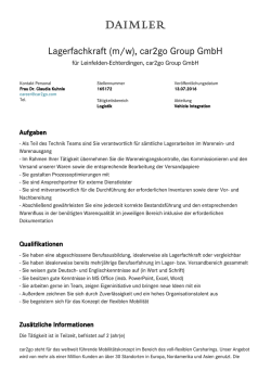 Lagerfachkraft (m/w), car2go Group GmbH
