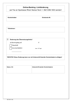 Online-Banking: Limitänderung per Fax an Sparkasse Rhein Neckar