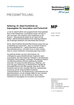 Dr.-Ebel-Fachklinik ist Impulsgeber f&uuml;r Innovation und Fortschritt