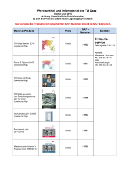 Merchandisingprodukte und Informationsmaterial der TU Graz