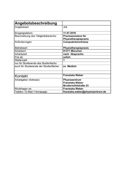Für Praktika-, Stellen- und Jobangebote bitte folgendes Formular