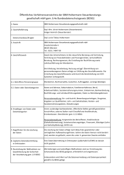 Öffentliches Verfahrensverzeichnis der SBM Holtermann