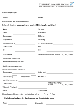 Einstellungsbogen - Steuerberater am Niederrhein