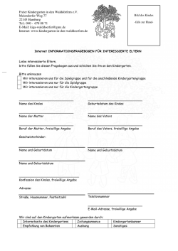 Informationsfragebogen Interesseierte Kinder