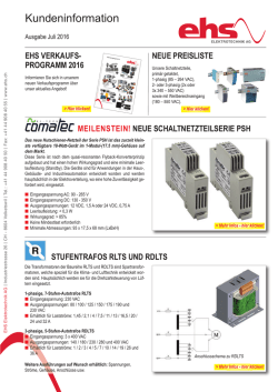 EHS NEWS Juli 2016 - EHS Elektrotechnik AG