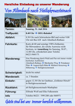 Von Altenbach nach Heiligkreuzsteinach 31. Juli