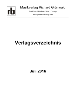 Verlagsverzeichnis - Musikverlag Richard Grünwald