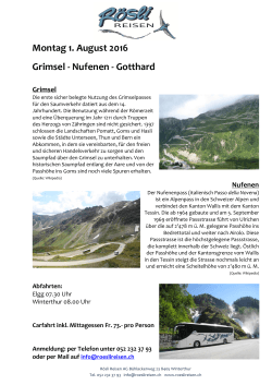 Montag 1. August 2016 Grimsel - Nufenen - Gotthard