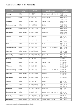 Passionsandachten in der Karwoche - Arbeitsstelle Gottesdienst der