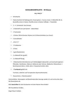 SCHULBEDARFSLISTE &ndash; M Klasse