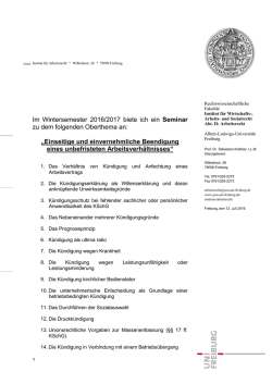 Im Wintersemester 2016/2017 biete ich ein Seminar zu dem