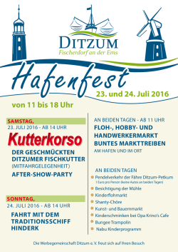 Hafenfest23. und 24. Juli 2016 von 11 bis 18 Uhr - Ditzum