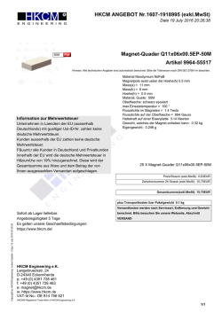 HKCM ANGEBOT Nr.1607-0911295 (exkl.MwSt) Magnet