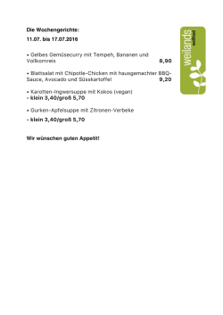 Die Wochengerichte - weilands wellfood