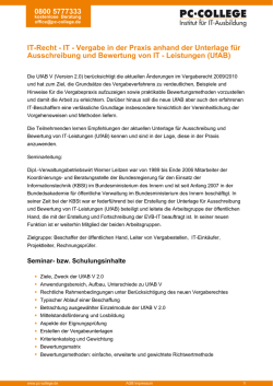 IT - Vergabe in der Praxis anhand der Unterlage f&uuml;r Ausschreibung