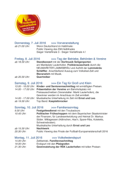 Donnerstag, 7. Juli 2016 >>> Vorveranstaltung Freitag, 8. Juli 2016
