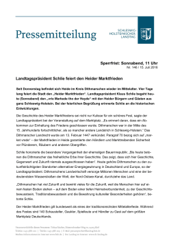 Sperrfrist: Sonnabend, 11 Uhr Landtagspräsident Schlie feiert den