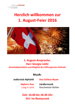 Herzlich willkommen zur 1. August