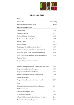 Wochenplan - Moma Restaurant