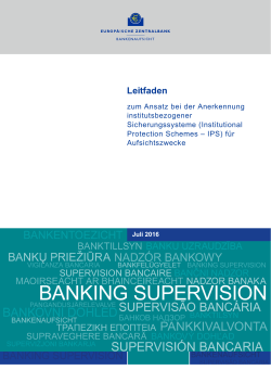 Institutional Protection Schemes – IPS - Banking Supervision
