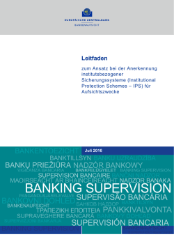 Institutional Protection Schemes &ndash; IPS - Banking Supervision