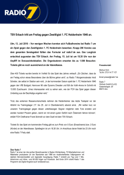 TSV Erbach tritt am Freitag gegen Zweitligist 1. FC