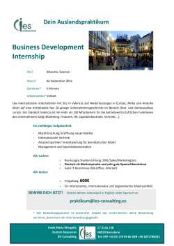 Dein Auslandspraktikum Business Development Internship