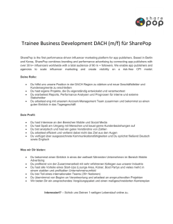 Trainee Business Development DACH (m/f) für SharePop