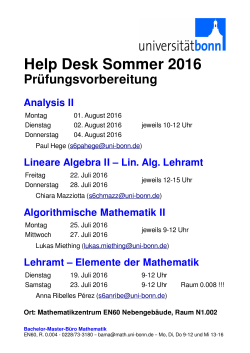 Help Desk Sommer 2016