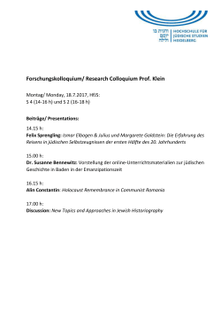 Forschungskolloquium/ Research Colloquium Prof. Klein