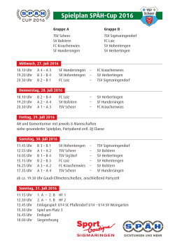 Spielplan SPÄH-Cup 2016