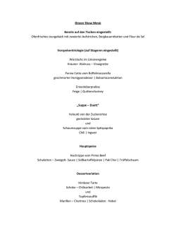 Dinner Show Men&uuml; Bereits auf den Tischen eingestellt - Wien