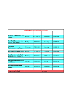 Revisionszeiten der Hallenbäder 2016