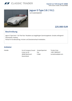 Jaguar E-Type 3.8 (1962) 225.000 EUR