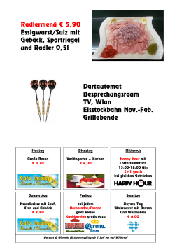 Radlermenü € 5,90 Essigwurst/Sulz mit Gebäck, Sportriegel und