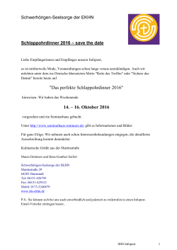 "Das perfekte Schlappohrdinner 2016" 14. – 16. Oktober 2016