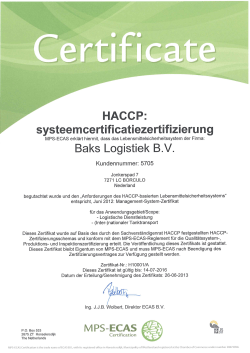 Page 1 HACCP systeemcertificatiezertifizierung MPS