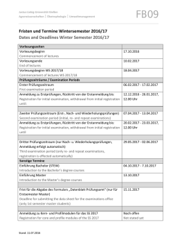 Fristen und Termine Wintersemester 2016/17 - Justus