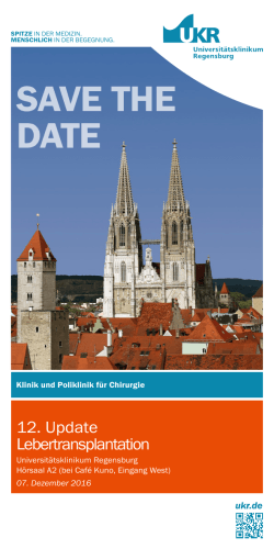 SAVE THE DATE - Universitätsklinikum Regensburg