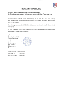 Feuerwehrsatzung - Gemeinde Kirchroth