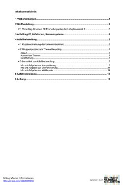 Inhaltsverzeichnis 1 Vorbemerkungen