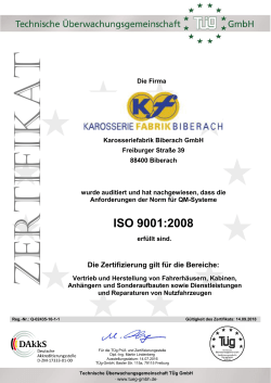 ISO 9001:2008 - Karosseriefabrik Biberach