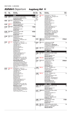 Augsburg Hbf / Abfahrt / gültig 30.07. bis 11.09.2016
