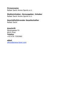 Firmenname Rafael Sackl Arena Sports e.U. Medieninhaber