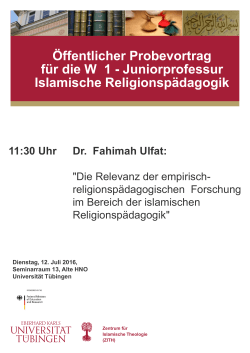 Öffentlicher Probevortrag für die W 1 - Tübingen