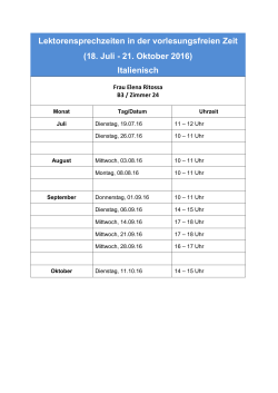 Lektorensprechzeiten in der vorlesungsfreien Zeit (18. Juli