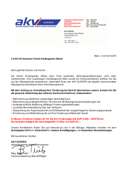 Wien, 14.07.2016/DT 5 S 82/16t Insolvenz Verein Kindergarten