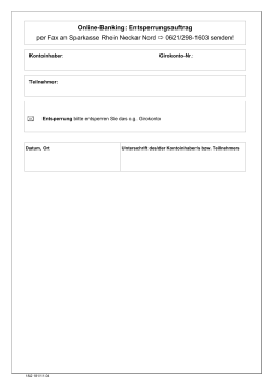 Online-Banking: Entsperrungsauftrag per Fax an Sparkasse Rhein