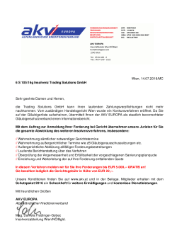 Wien, 14.07.2016/MC 6 S 105/16g Insolvenz Trading Solutions